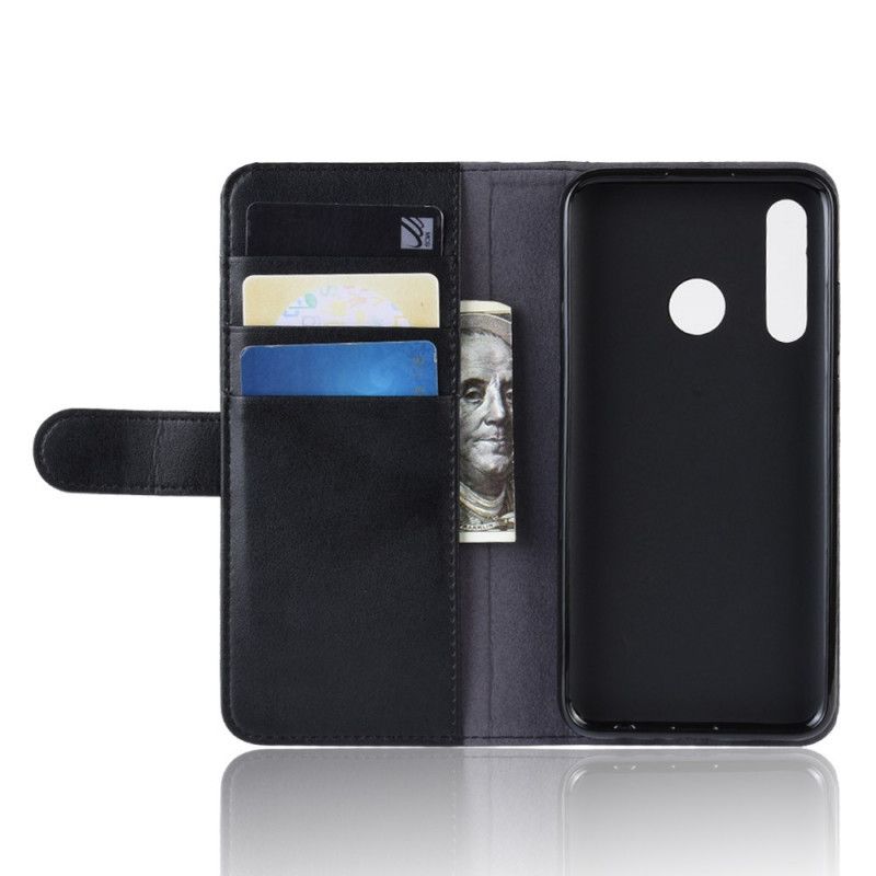 Flip Case Leren Huawei P Smart Plus 2019 Zwart Echt Leer