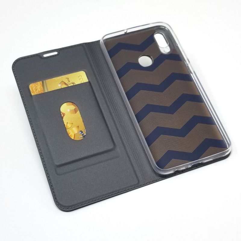 Folio-hoesje Huawei P Smart Plus 2019 Marineblauw Zwart Kaarthouder Met Leereffect