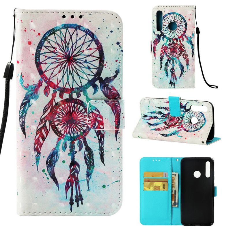 Leren Hoesje Huawei P Smart Plus 2019 Lichtblauw Aquarel Dromenvanger