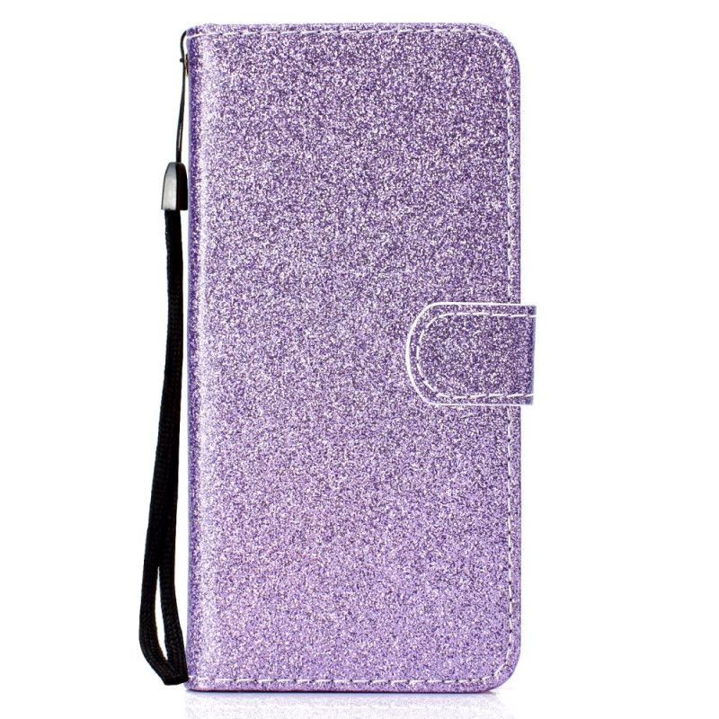 Leren Hoesje Huawei P Smart Plus 2019 Paars Magenta Glitter