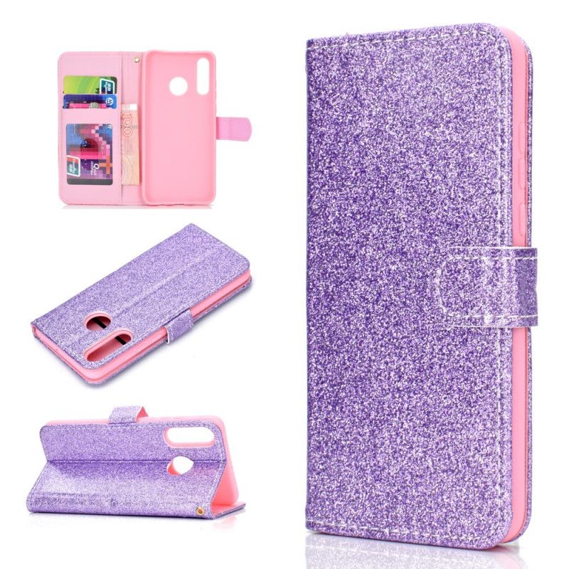 Leren Hoesje Huawei P Smart Plus 2019 Paars Magenta Glitter