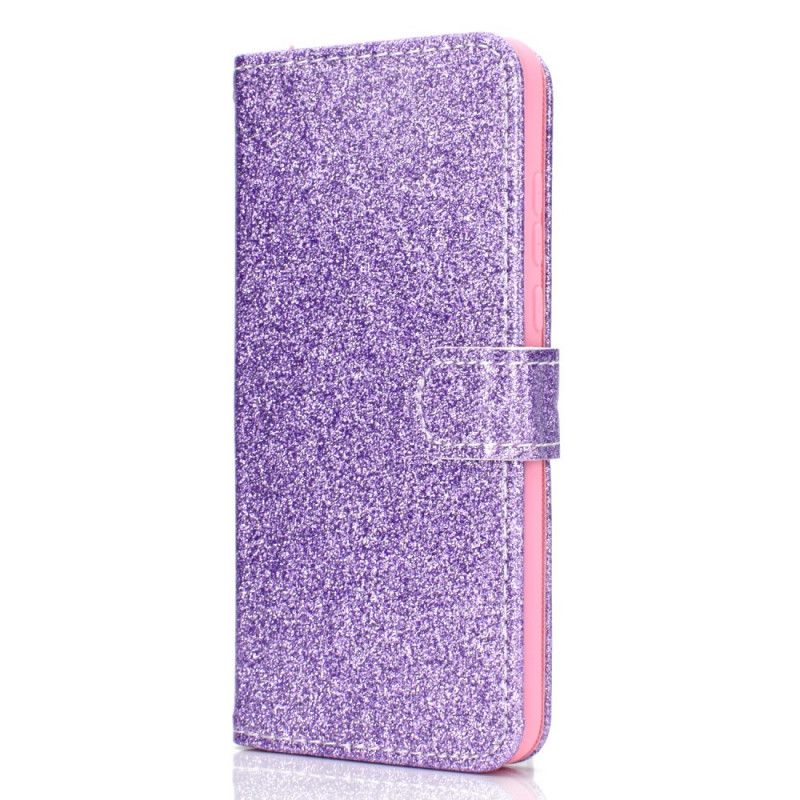 Leren Hoesje Huawei P Smart Plus 2019 Paars Magenta Glitter