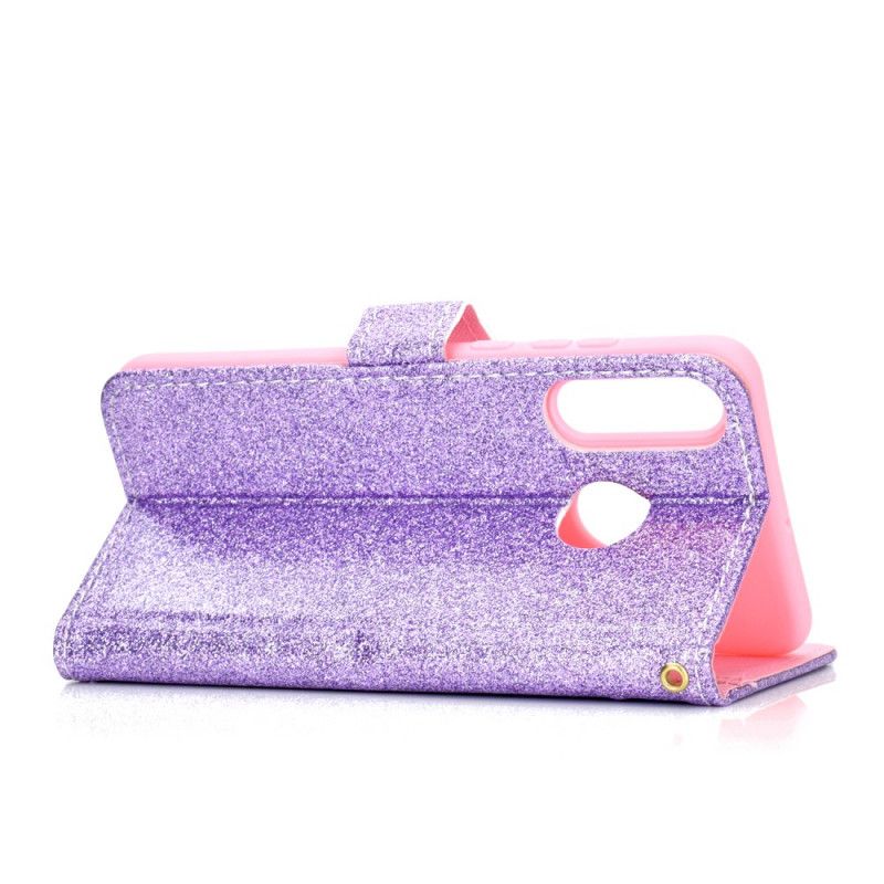 Leren Hoesje Huawei P Smart Plus 2019 Paars Magenta Glitter