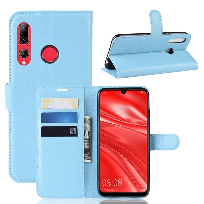Leren Hoesje Huawei P Smart Plus 2019 Wit Zwart Klassiek Kunstleer