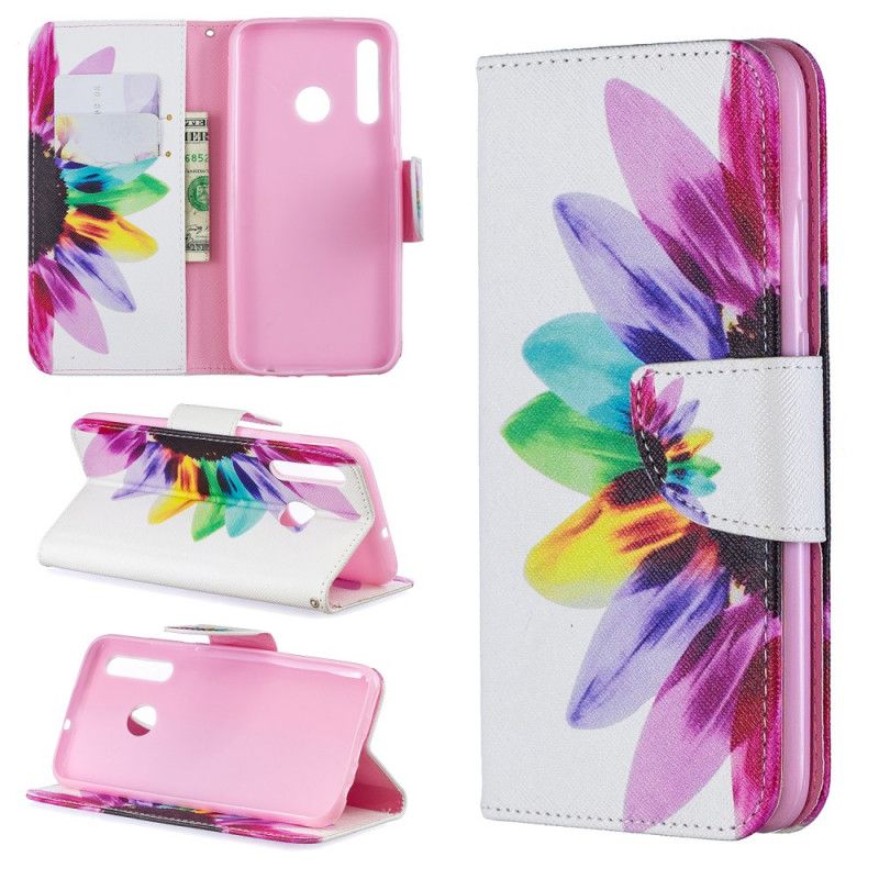 Leren Hoesje voor Huawei P Smart Plus 2019 Aquarelbloem