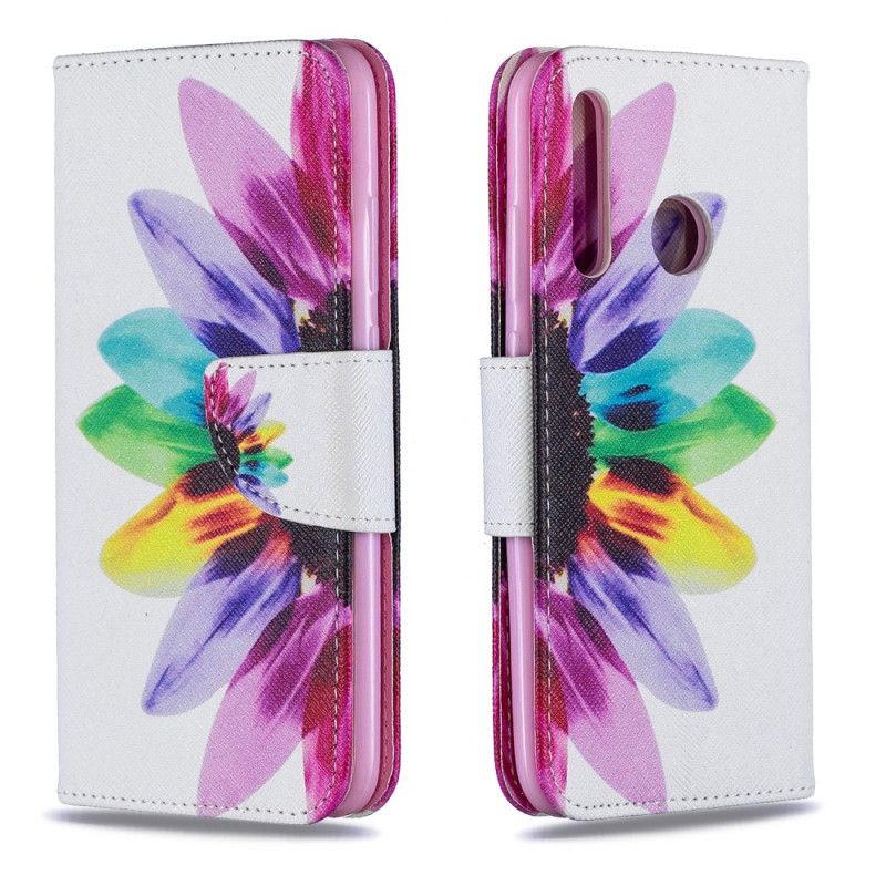 Leren Hoesje voor Huawei P Smart Plus 2019 Aquarelbloem