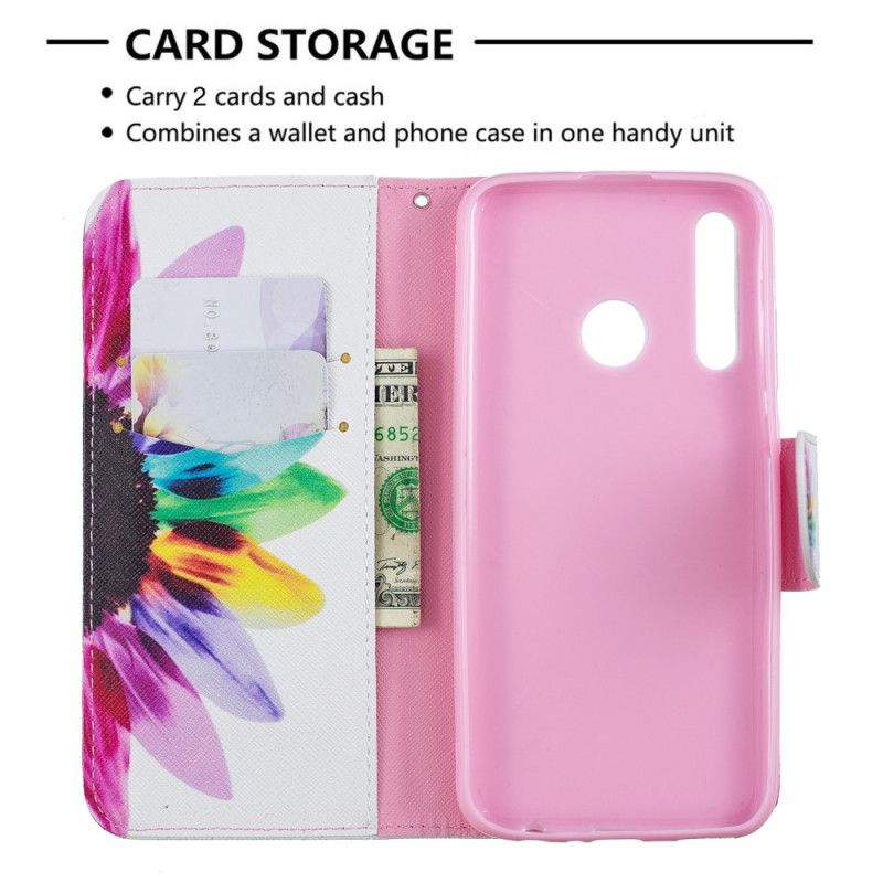 Leren Hoesje voor Huawei P Smart Plus 2019 Aquarelbloem