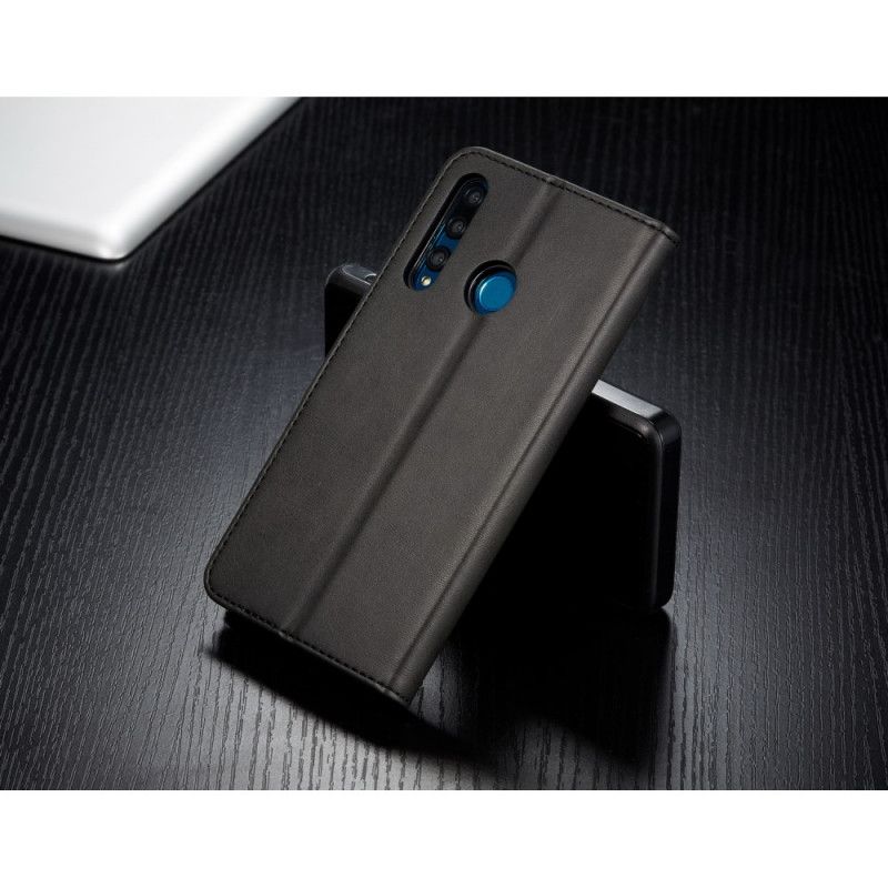 Leren Hoesje voor Huawei P Smart Plus 2019 Grijs Zwart Lc.Imeeke Leereffect