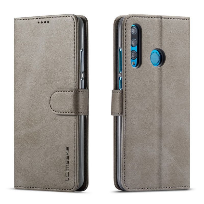 Leren Hoesje voor Huawei P Smart Plus 2019 Grijs Zwart Lc.Imeeke Leereffect