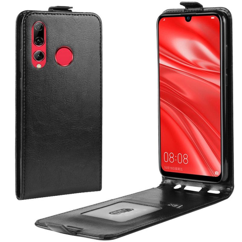 Leren Hoesje voor Huawei P Smart Plus 2019 Wit Zwart Vouwleereffect