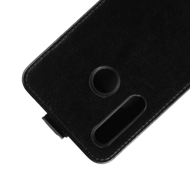 Leren Hoesje voor Huawei P Smart Plus 2019 Wit Zwart Vouwleereffect