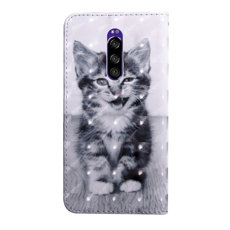 Bescherming Hoesje Sony Xperia 1 Telefoonhoesje Zwart-Witte Kat