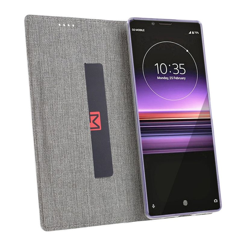 Folio-hoesje Sony Xperia 1 Goud Zwart Telefoonhoesje Gestructureerd