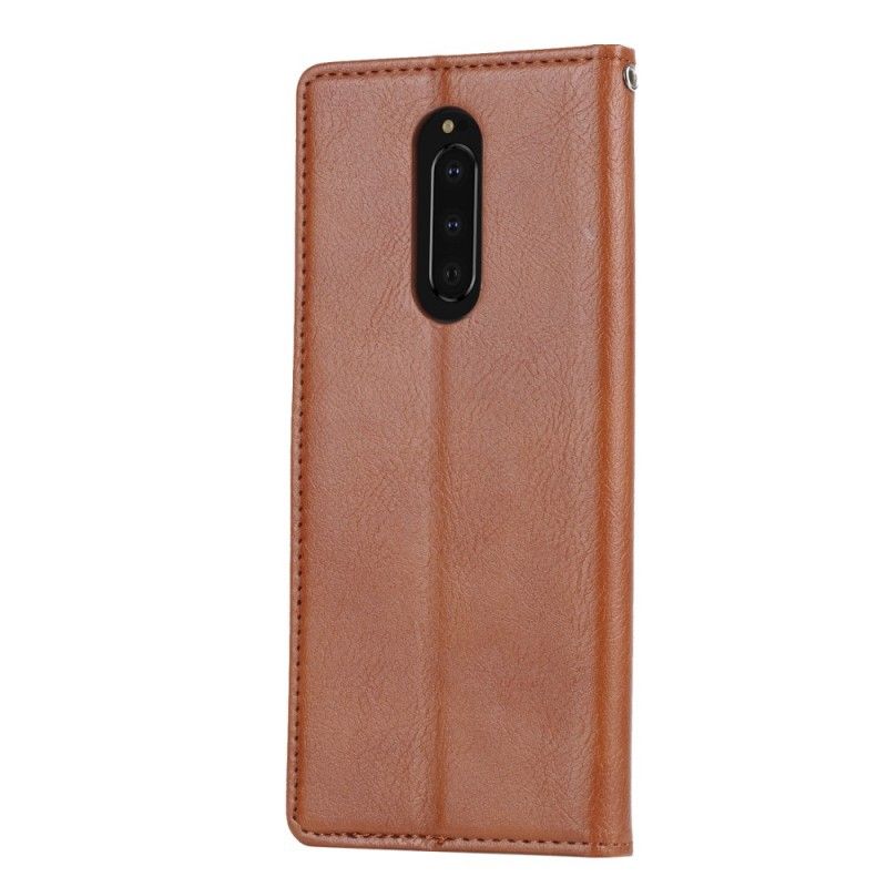 Folio-hoesje Sony Xperia 1 Koffie Zwart Telefoonhoesje Kaarthouder Van Imitatieleer