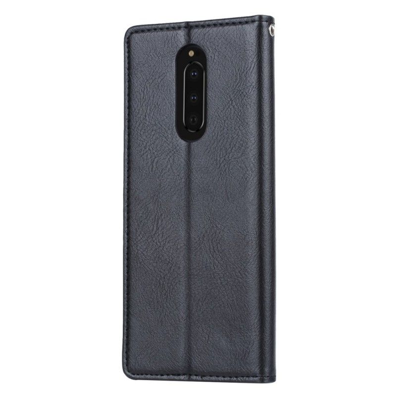 Folio-hoesje Sony Xperia 1 Koffie Zwart Telefoonhoesje Kaarthouder Van Imitatieleer