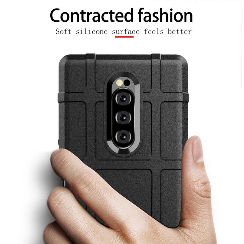 Hoesje Sony Xperia 1 Donkerblauw Zwart Robuust Schild