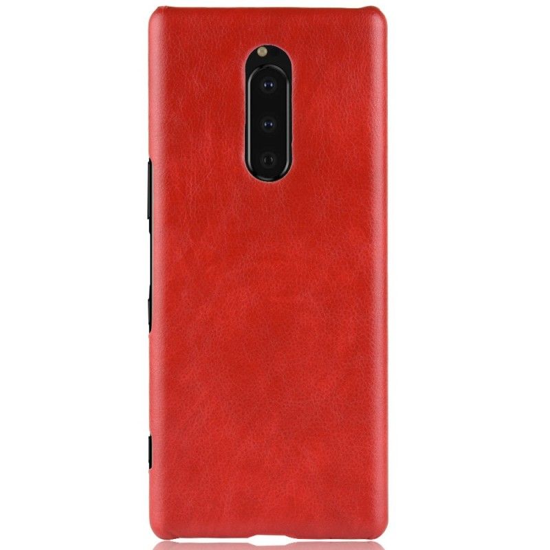 Hoesje voor Sony Xperia 1 Grijs Zwart Prestatie Lychee Leereffect