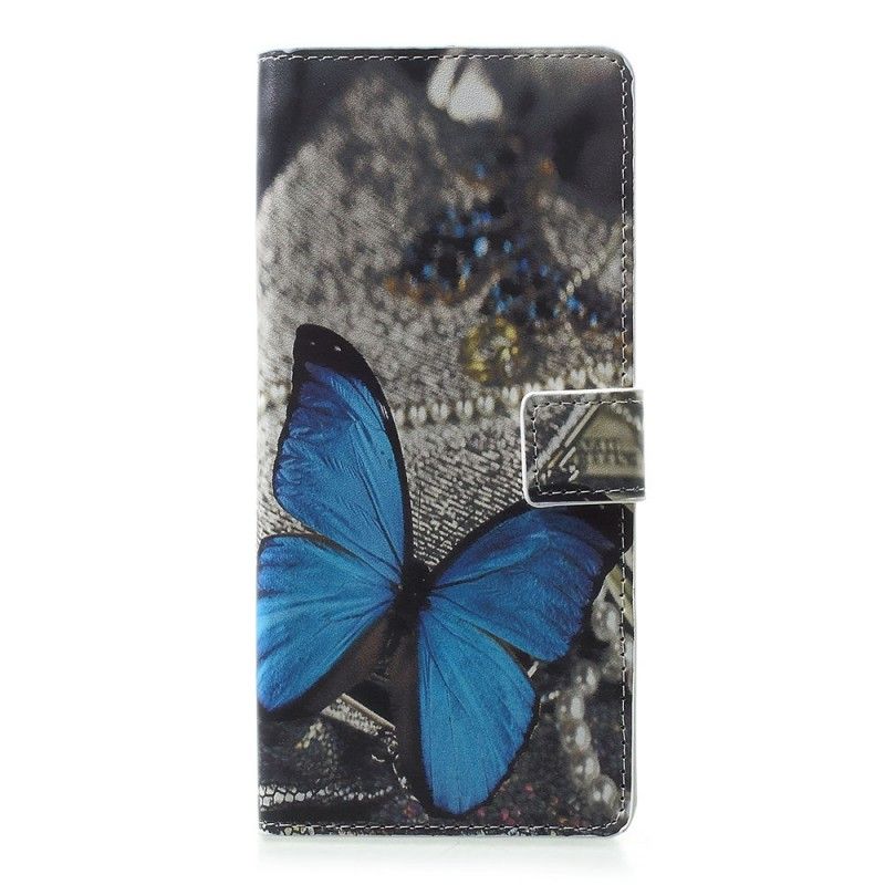 Leren Hoesje Sony Xperia 1 Lichtblauw Telefoonhoesje Vlinders En Bloemen
