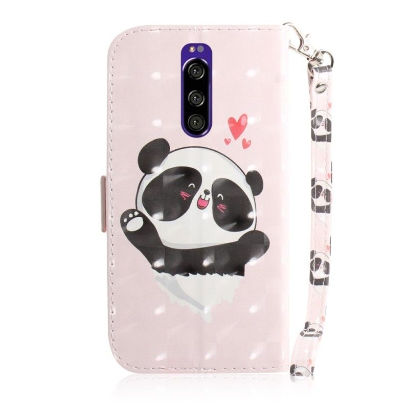 Leren Hoesje Sony Xperia 1 Panda Love Met String