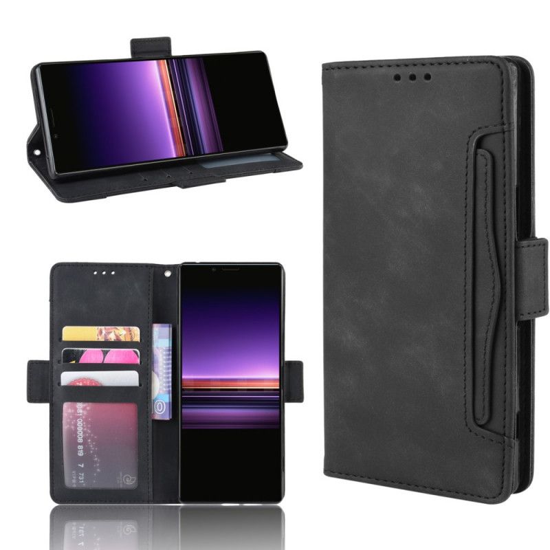 Leren Hoesje Sony Xperia 1 Rood Zwart Eersteklas Multikaart