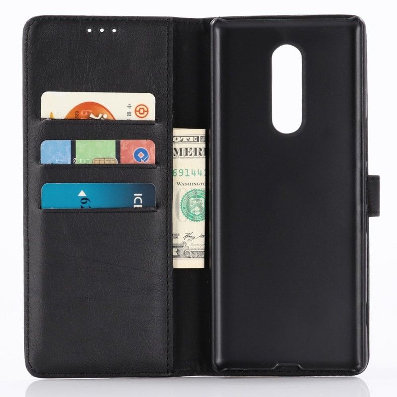 Leren Hoesje Sony Xperia 1 Zwart Retro Kunstleer