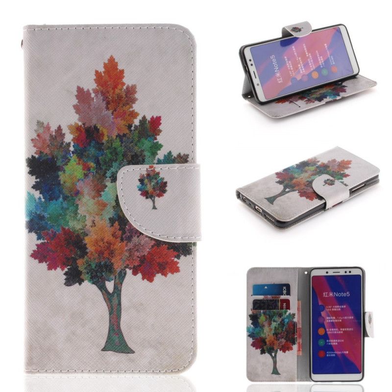 Cover Folio-hoesje Xiaomi Redmi Note 5 Telefoonhoesje Aquarelboom
