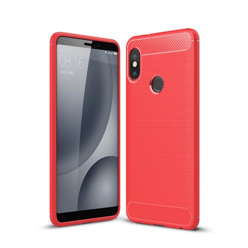 Cover Hoesje Xiaomi Redmi Note 5 Donkerblauw Rood Telefoonhoesje Geborsteld Koolstofvezel