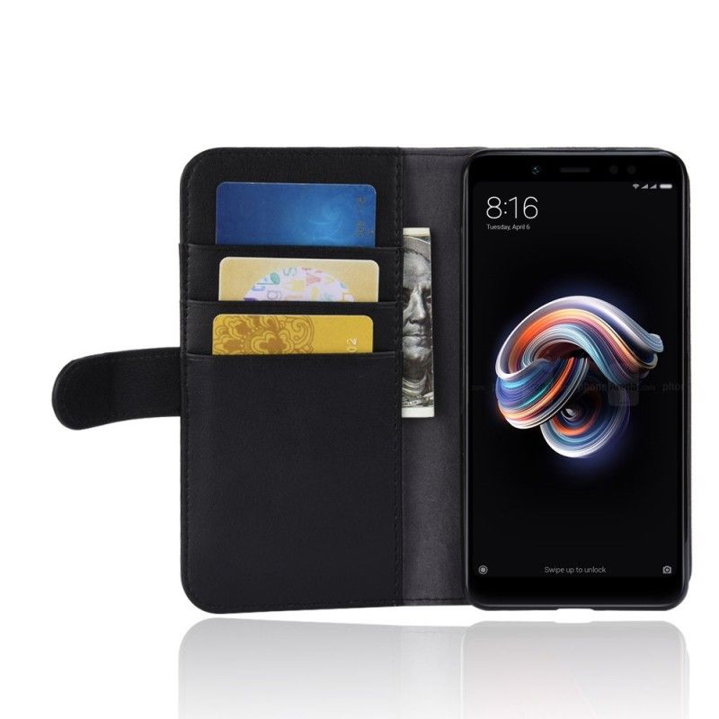 Flip Case Leren Xiaomi Redmi Note 5 Bruin Zwart Splitleer