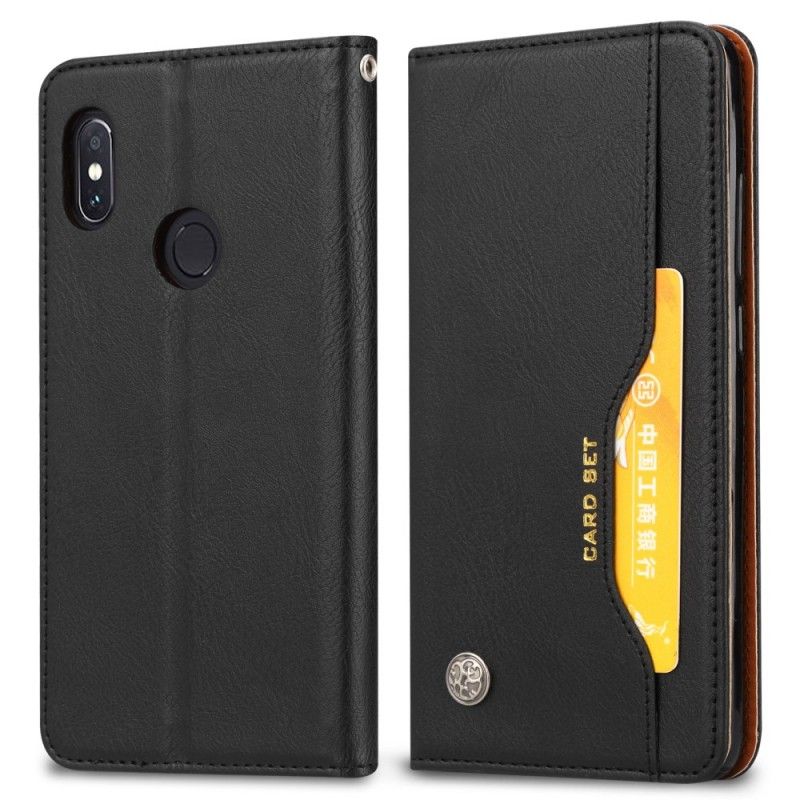 Folio-hoesje Xiaomi Redmi Note 5 Rood Zwart Kaarthouder Van Imitatieleer