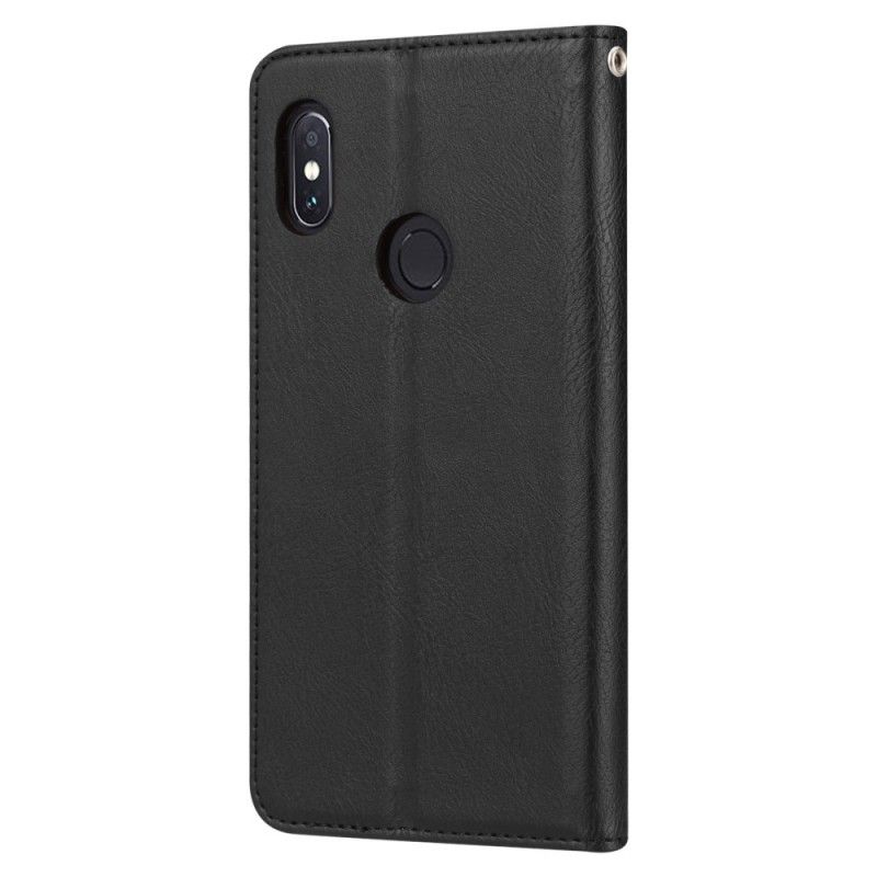 Folio-hoesje Xiaomi Redmi Note 5 Rood Zwart Kaarthouder Van Imitatieleer