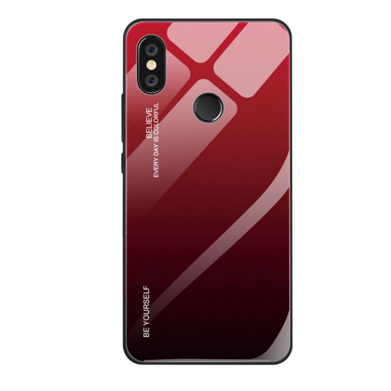 Hoesje voor Xiaomi Redmi Note 5 Magenta Rood Wees Jezelf Gehard Glas