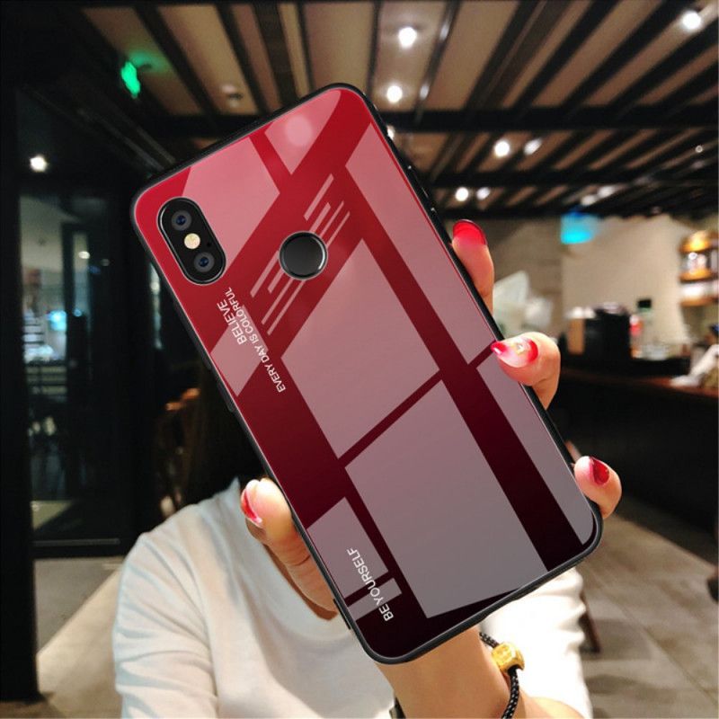 Hoesje voor Xiaomi Redmi Note 5 Magenta Rood Wees Jezelf Gehard Glas
