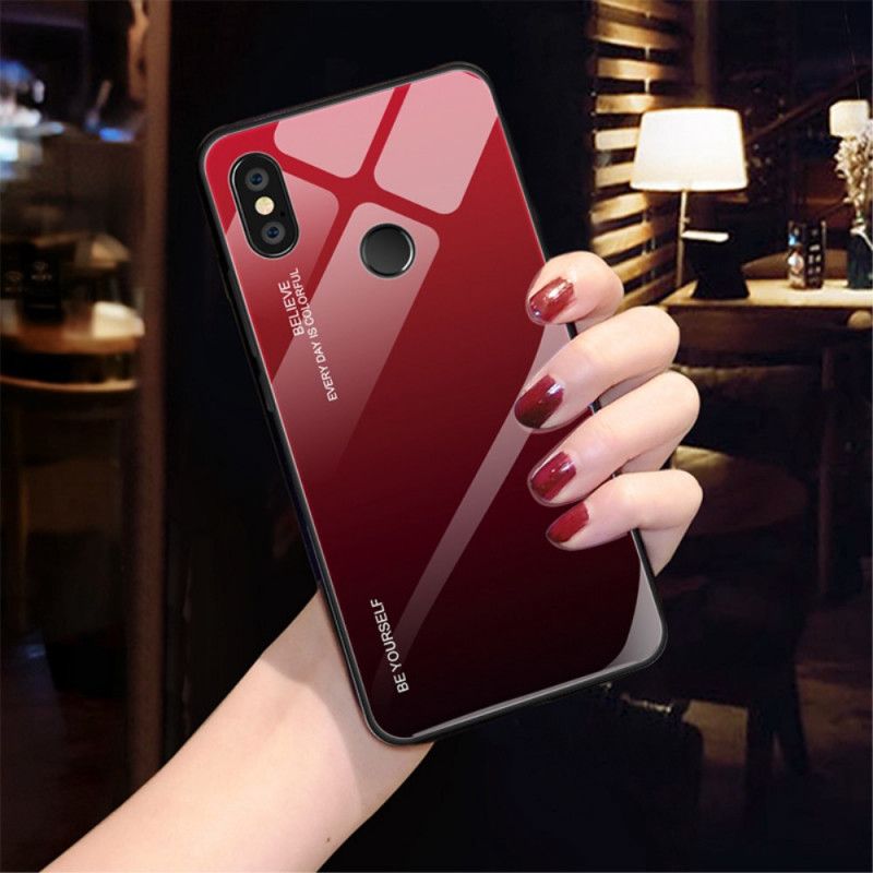 Hoesje voor Xiaomi Redmi Note 5 Magenta Rood Wees Jezelf Gehard Glas