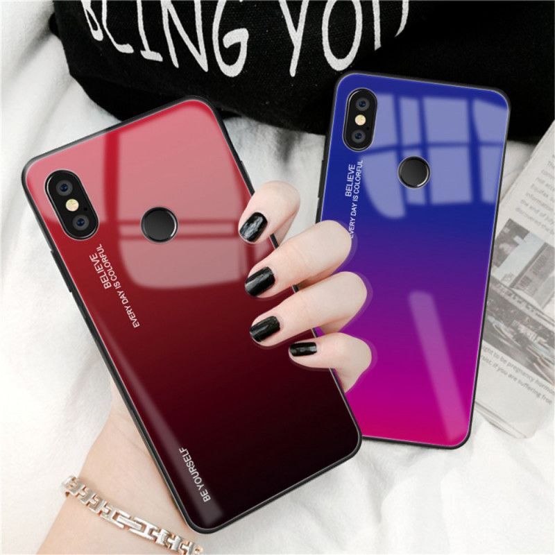 Hoesje voor Xiaomi Redmi Note 5 Magenta Rood Wees Jezelf Gehard Glas