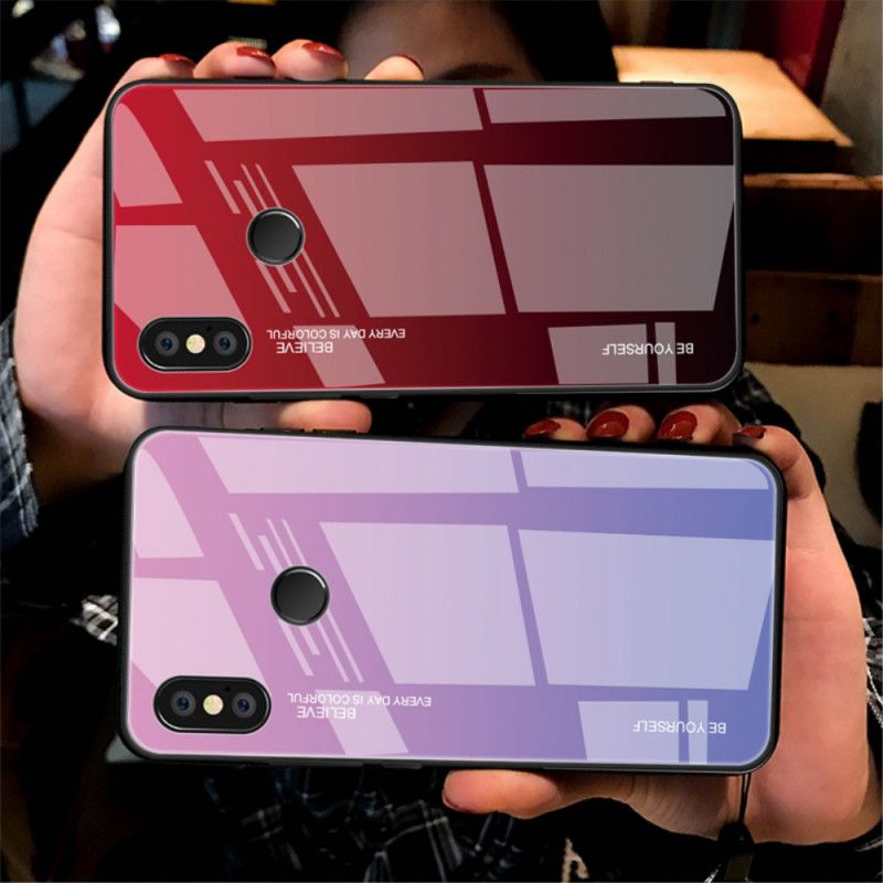 Hoesje voor Xiaomi Redmi Note 5 Magenta Rood Wees Jezelf Gehard Glas