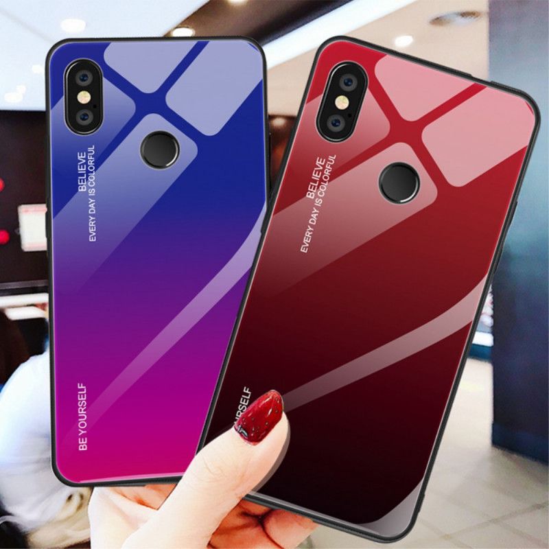 Hoesje voor Xiaomi Redmi Note 5 Magenta Rood Wees Jezelf Gehard Glas