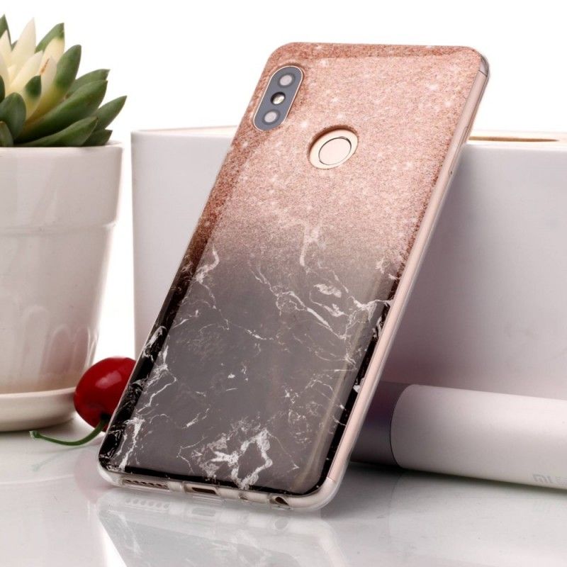 Hoesje Xiaomi Redmi Note 5 Wit Zwart Marmeren Glitter