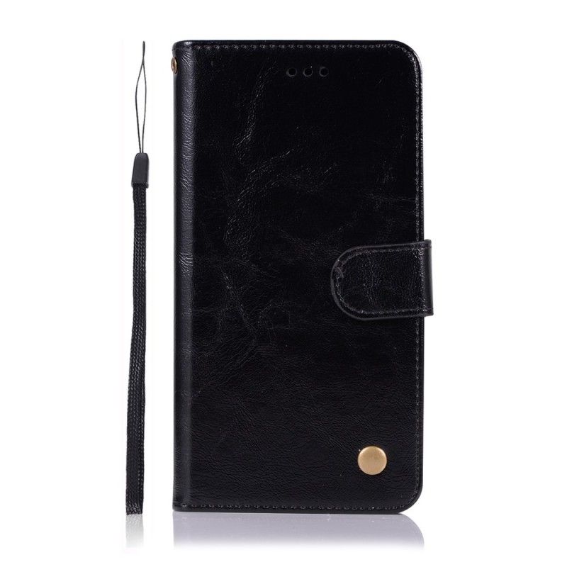 Leren Hoesje voor Xiaomi Redmi Note 5 Donkerrood Zwart Vintage Leereffect Met Riem