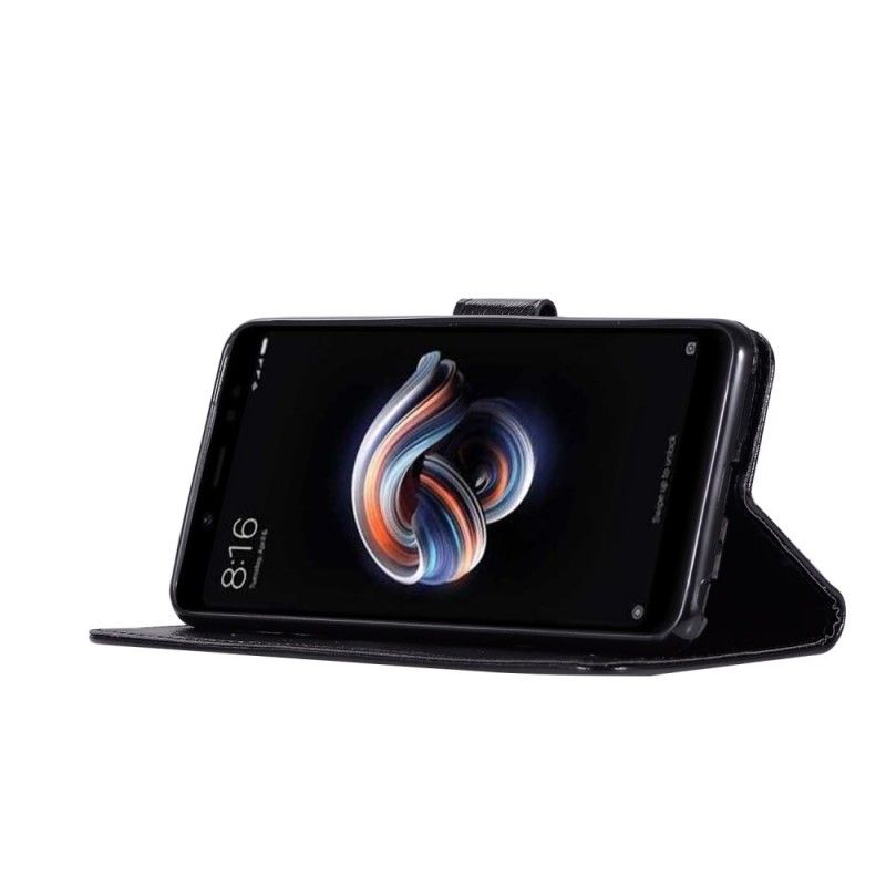 Leren Hoesje voor Xiaomi Redmi Note 5 Donkerrood Zwart Vintage Leereffect Met Riem