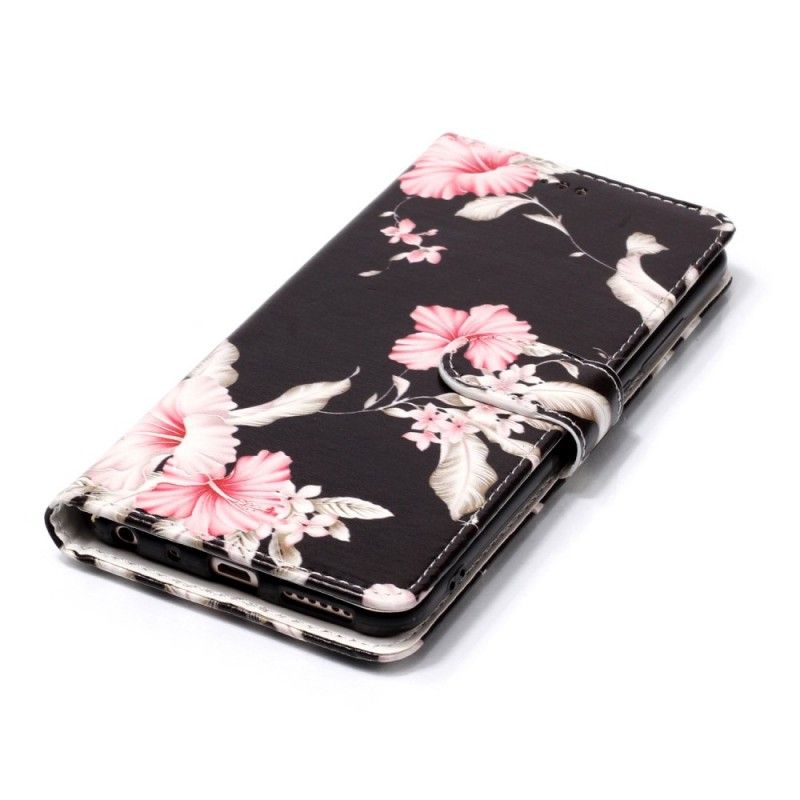 Leren Hoesje Xiaomi Redmi Note 5 Roze Bloemen