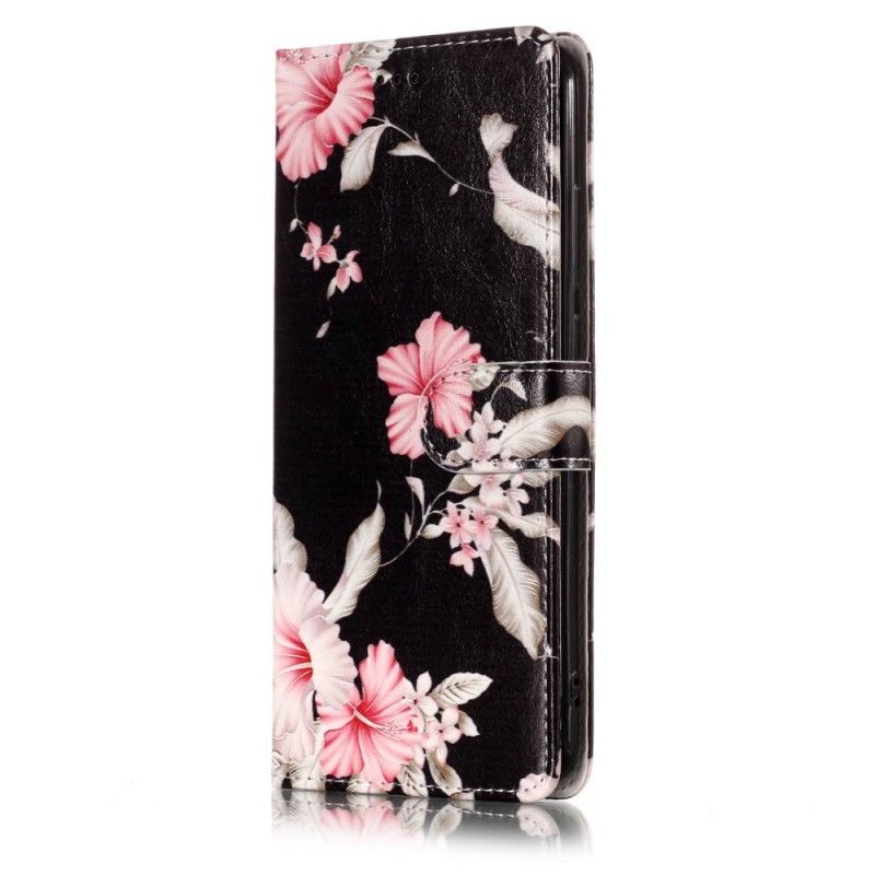 Leren Hoesje Xiaomi Redmi Note 5 Roze Bloemen