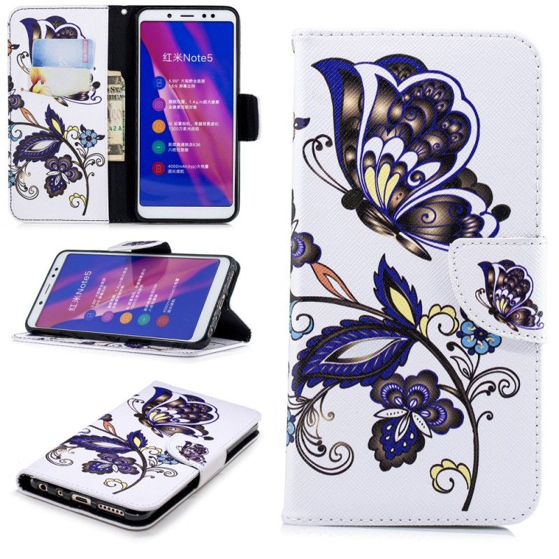 Leren Hoesje Xiaomi Redmi Note 5 Vlindertattoo