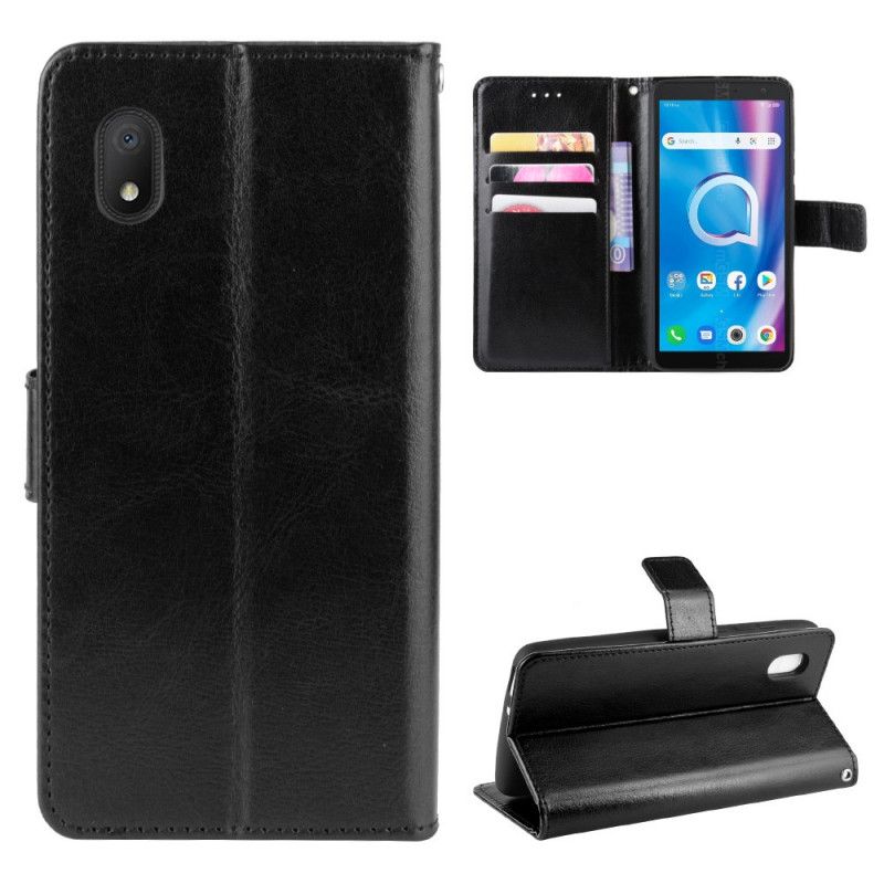 Cover Folio-hoesje Alcatel 1B (2020) Bruin Zwart Telefoonhoesje Flitsend Kunstleer