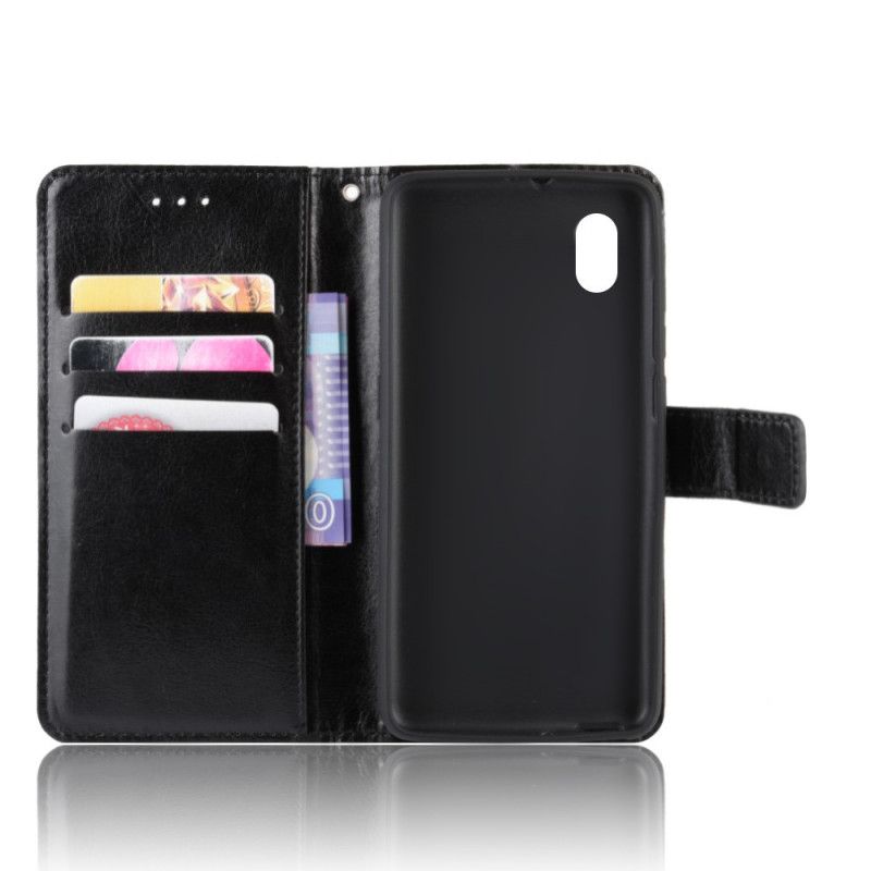 Cover Folio-hoesje Alcatel 1B (2020) Bruin Zwart Telefoonhoesje Flitsend Kunstleer