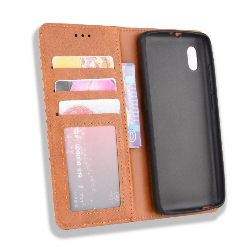 Folio-hoesje voor Alcatel 1B (2020) Rood Zwart Gestileerd Vintage Leereffect
