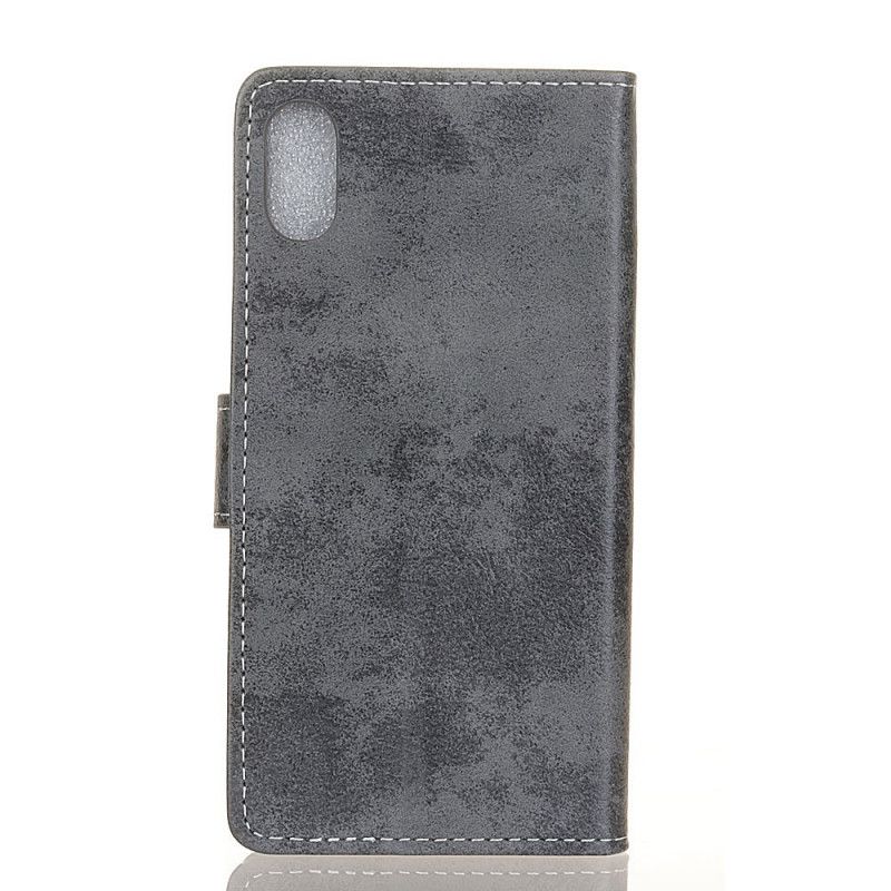 Leren Hoesje Alcatel 1B (2020) Donkerblauw Grijs Vintage Kunstleer