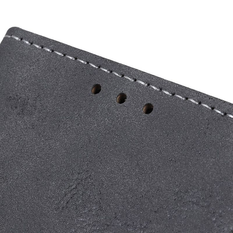 Leren Hoesje Alcatel 1B (2020) Donkerblauw Grijs Vintage Kunstleer