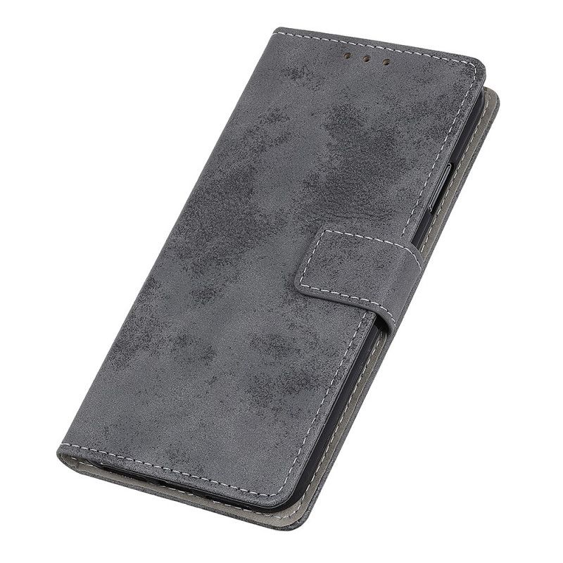 Leren Hoesje Alcatel 1B (2020) Donkerblauw Grijs Vintage Kunstleer