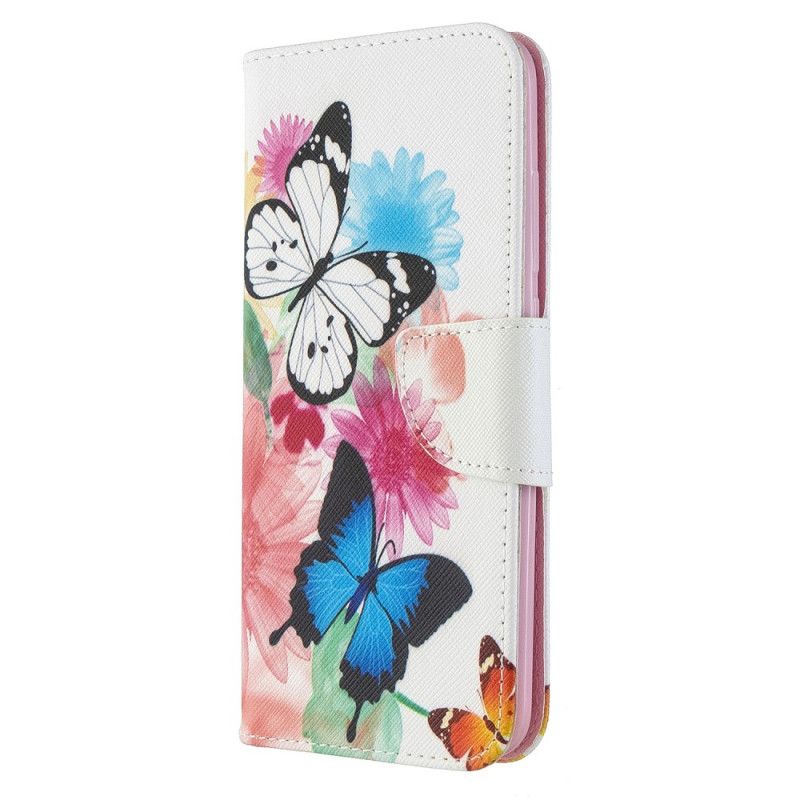 Bescherming Hoesje Xiaomi Redmi 8A Telefoonhoesje Geschilderde Vlinders En Bloemen