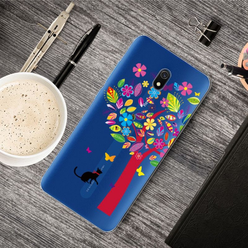Hoesje Xiaomi Redmi 8A Telefoonhoesje Kat Onder De Gekleurde Boom